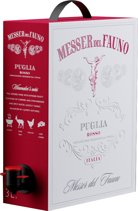 Puglia Rosso IGT Saffers Weinart Fauno in | WinzerWelt Bag Messer Wein | | del halbtrocken Rotwein Box Fauno 3,0l Rotwein | Messer del
